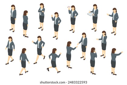 Isometric illustration: suit women long sleeve