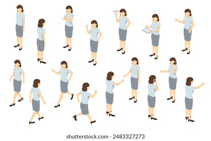 Isometric illustration: suit women short sleeve