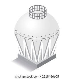 Isometric illustration of a tank in a factory area.