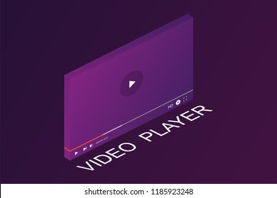 Isometric illustration. Template for video player