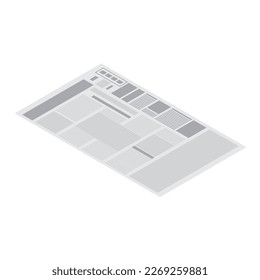 It is an isometric illustration that imaged a newspaper.