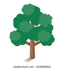 It is an isometric illustration of a three-dimensional and cute broadleaf tree.