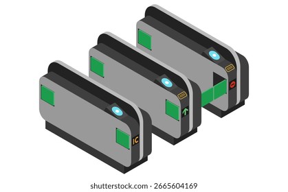 Isometrische Illustration: Fahrkartenschalter am Bahnhof