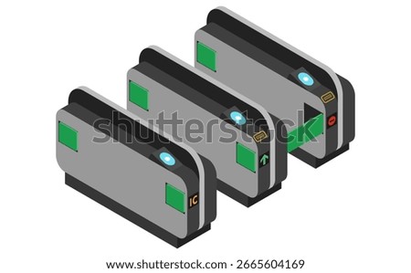 Isometric illustration: ticket gate at station