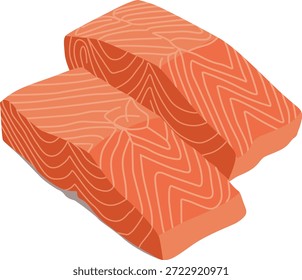 Ilustração isométrica de dois blocos laranja com padrões de linha branca em um plano de fundo branco.