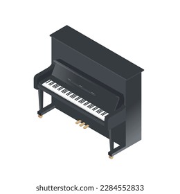 Isometrische Illustration eines aufrechten Klaviers, Vektorgrafik