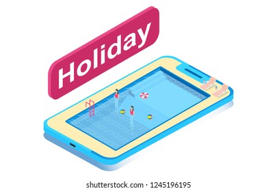 isometric illustration vacation, vector illustration