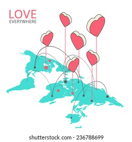 Isometric illustration for Valentine's Day, vector illustration