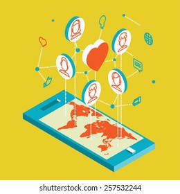 Isometric illustration for Valentine's Day, vector illustration