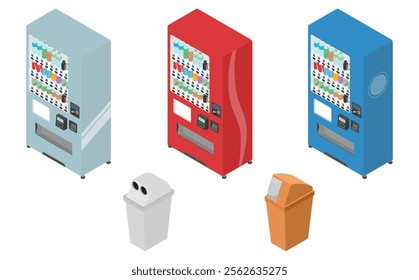 Isometric illustration: vending machine set