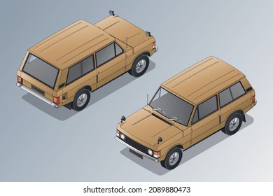 isometric illustration, vintage car series03