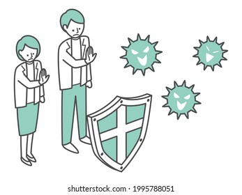 isometric illustration of virus guard