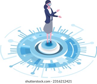 isometric illustration of vr and ar technology