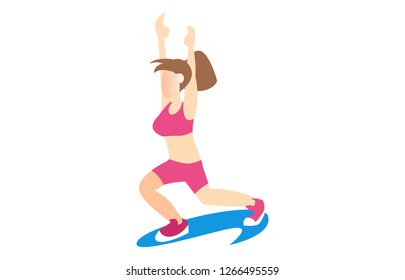 isometric illustration of warming movement before gymnastics, flat design, brochure, web landing, vector illustration