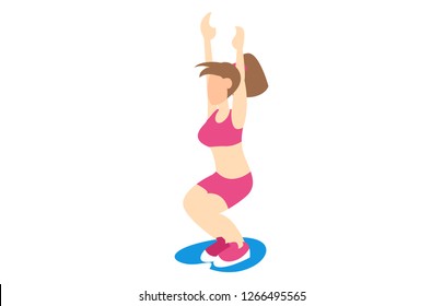 isometric illustration of warming movement before gymnastics, flat design, brochure, web landing, vector illustration