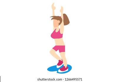 isometric illustration of warming movement before gymnastics, flat design, brochure, web landing, vector illustration