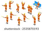 Isometric illustration: worker wearing orange work clothes 6