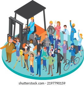 Isometric illustration of working people