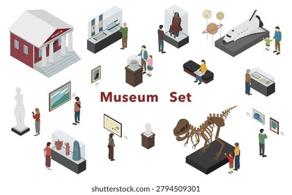 Isometric Illustrations: Art, History, and Science Museum Set