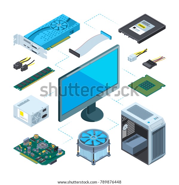 Isometric Illustrations Computer Hardware Vector Pictures Stock Vector ...