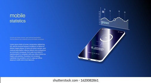 Isometric illustrations design concept mobile technology solution on top Vector illustration isometric style. Mock-ups mobile application concept isometric flat design.