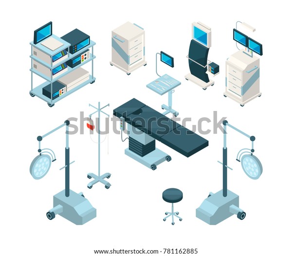 Isometric Illustrations Medical Equipment Operating Room Stock Vector ...