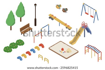 Isometric illustrations: park playground set