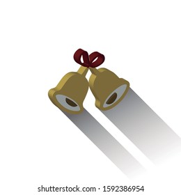 Isometric image of bells. 3D image that casts shadow. Editable vector.