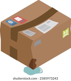 Isometric image of a crushed cardboard box