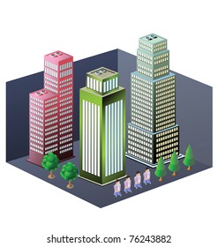 Isometric image of a fragment of the city on a white background