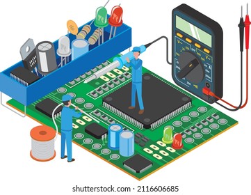 Isometric image illustration of electronic work