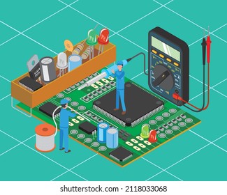 Isometric image illustration of electronic work