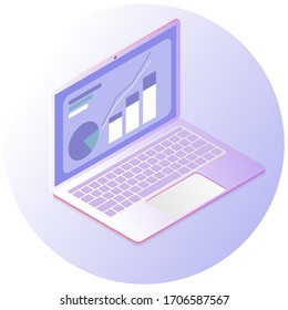 
Isometric image of a laptop. 3d