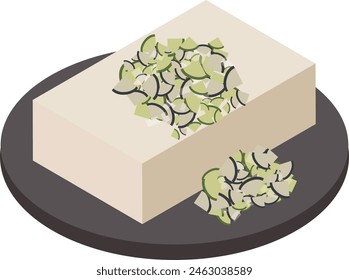 Isometric image material of Hiyakko, a local dish of Yamagata Prefecture