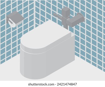 Isometric image material of toilets in public facilities and commercial facilities