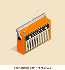 Isometric image of an old retro radio.