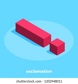 isometric image on a blue background, red exclamation mark