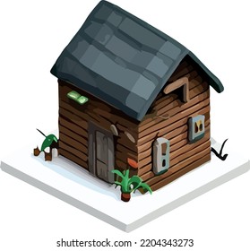 isometric image of a private house. low poly style 