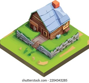 isometric image of a private house. low poly style 