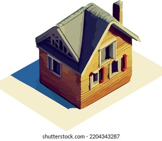 isometric image of a private house. low poly style 