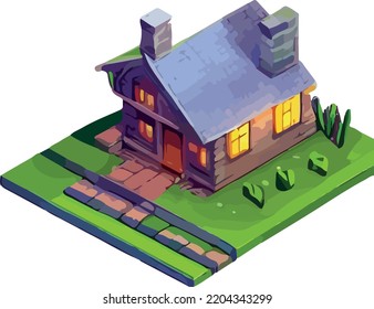 isometric image of a private house. low poly style 