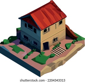 isometric image of a private house. low poly style 