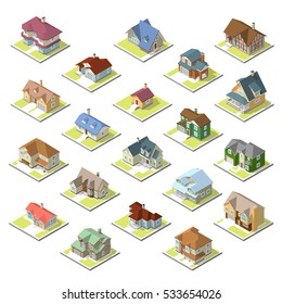Isometric Image Of A Private House Set