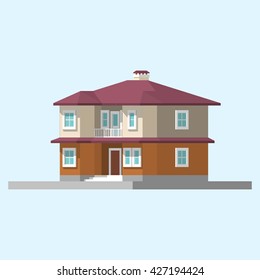 isometric image of a private house. vector flat illustration set
