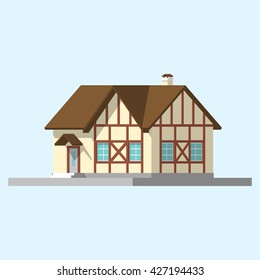 isometric image of a private house. vector flat illustration set