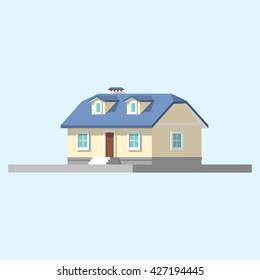 isometric image of a private house. vector flat illustration set