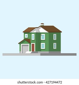 isometric image of a private house. vector flat illustration set