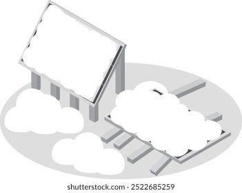 Imagen isométrica de un panel solar colapsado bajo el peso de la nieve