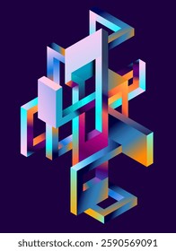 Isometric impossible colorful shapes. Abstract geometric background.