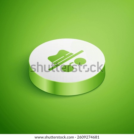 Isometric Incognito mode icon isolated on green background. White circle button. Vector